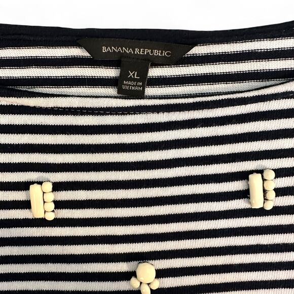 Banana Republic Women's Striped Embellished Boxy Knit Top Size XL 3/4 Sleeve - Picture 5 of 8